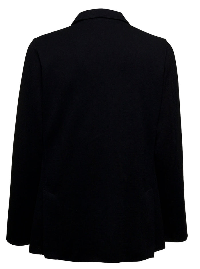 Double-Breasted Black Cotton Blazer Blazers