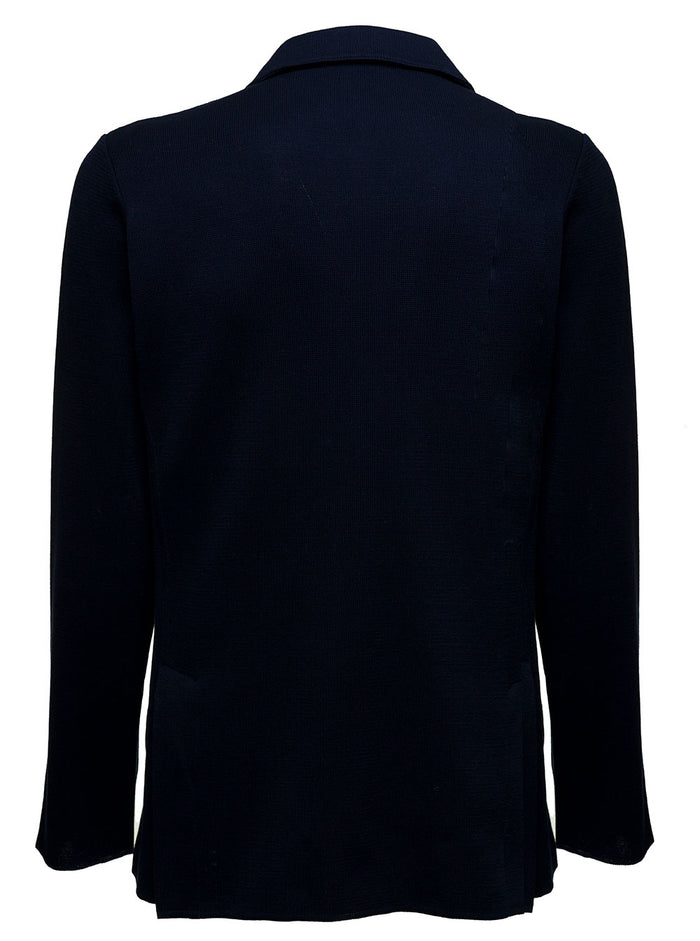 Single-Breasted Blue Cotton Jacket Blu Blazers