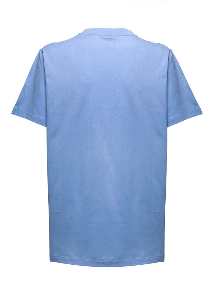 Light Blue Cotton T-Shirt With Smile Print Organic Tshirts And Polo Shirts