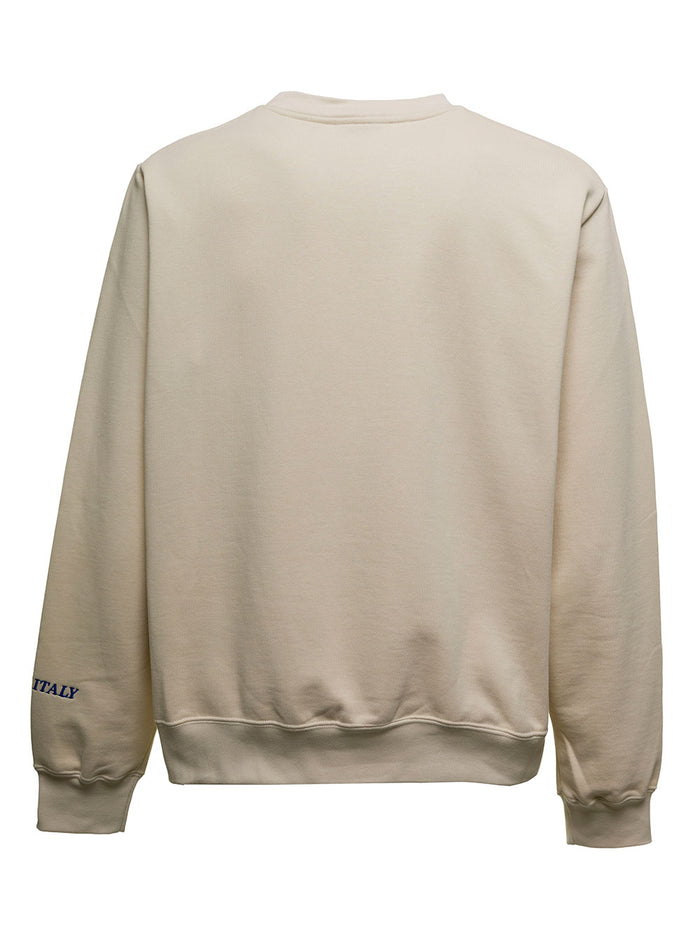 Cotton Sweatshirt With Logo Print White Sweatshirts