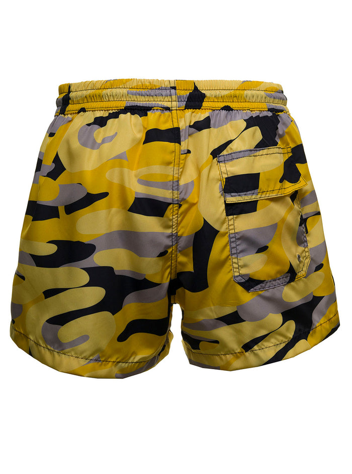 Camouflage Nylon Swim Shorts Yellow Beachwear