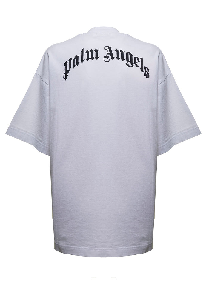 White Cotton T-Shirt With Bear Loose Print Tshirts And Polo Shirts