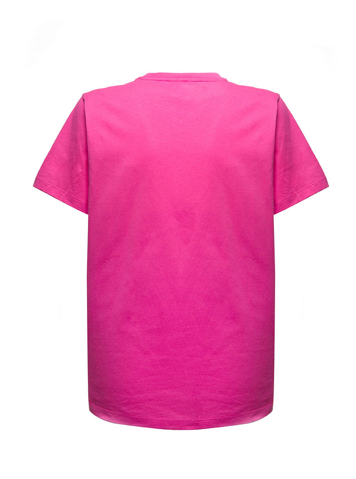Pink Cotton T-Shirt With Logo Print Organic Tshirts And Polo Shirts