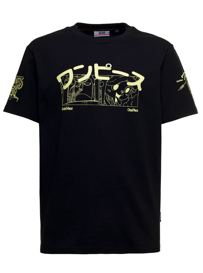 Black Cotton T-Shirt With Print Tshirts And Polo Shirts