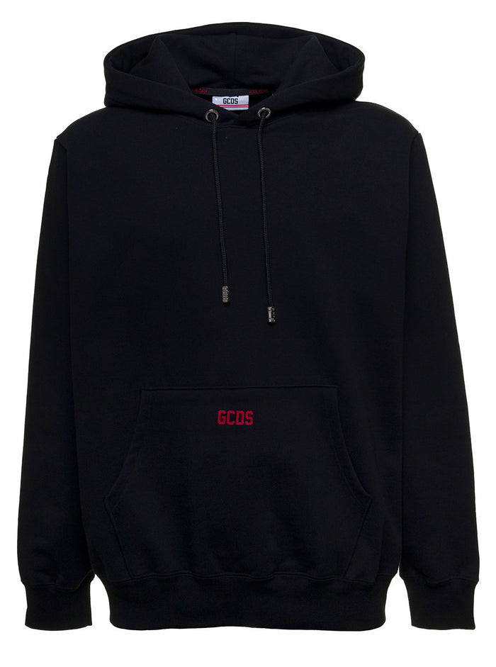 Black Cotton Hoodie With Logo Print Sweatshirts