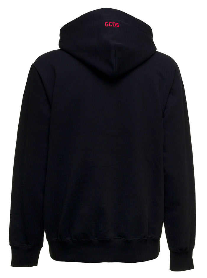 Black Cotton Hoodie With Logo Print Sweatshirts