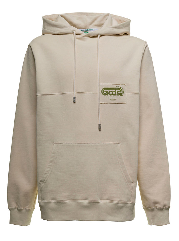 Ivory Hoodie With Logo Print White Cotton Sweatshirts
