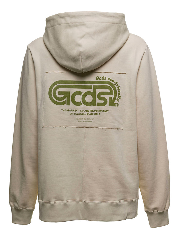 Ivory Hoodie With Logo Print White Cotton Sweatshirts