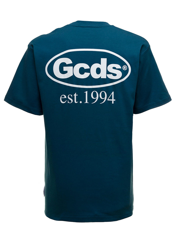 Cotton T-Shirt With Logo Print Blu Tshirts And Polo Shirts