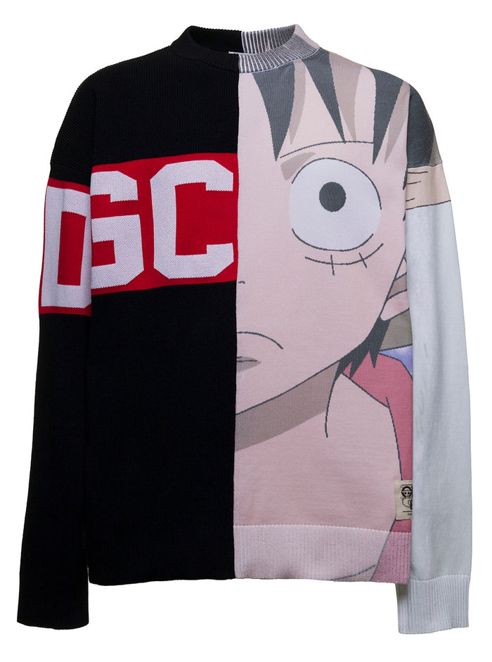 One Piece Luffy Crew Neck Cotton Blend Sweatshirt Sweatshirts