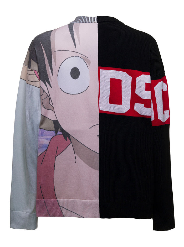 One Piece Luffy Crew Neck Cotton Blend Sweatshirt Sweatshirts
