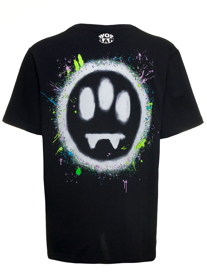 Black Jersey T-Shirt With Logo Print Cotton Tshirts And Polo Shirts