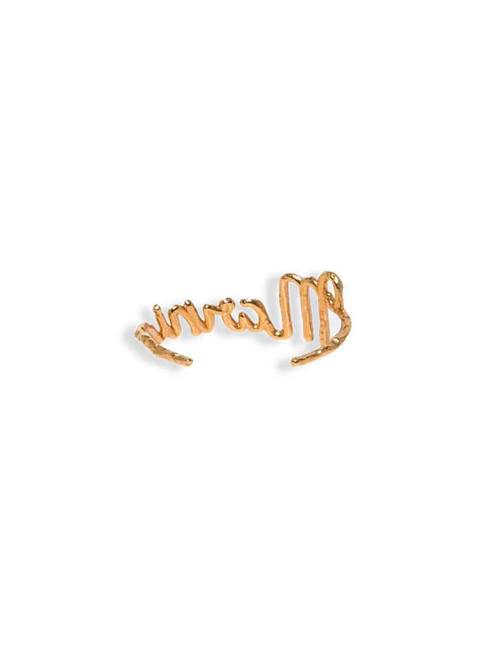 Hammered Brass Bracelet With Logo Metallic