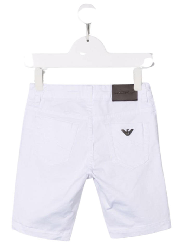 White Cotton Denim Shorts With Logo Elastane And Bermuda