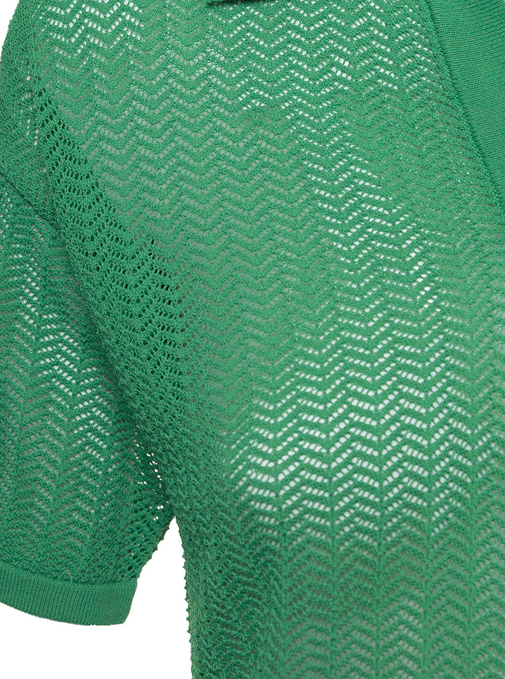 Green Openwork Viscose Polo Shirt Polyamide Tshirts And