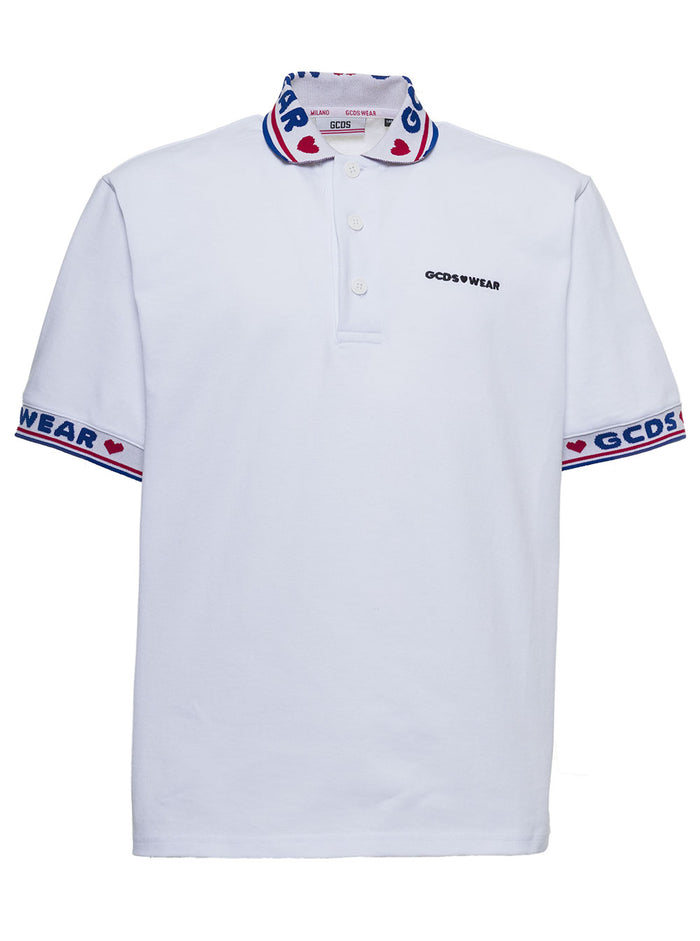White Cotton Polo Shirt With Logo Tshirts And