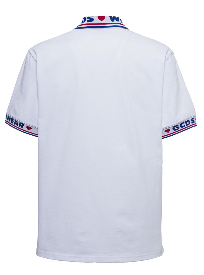 White Cotton Polo Shirt With Logo Tshirts And