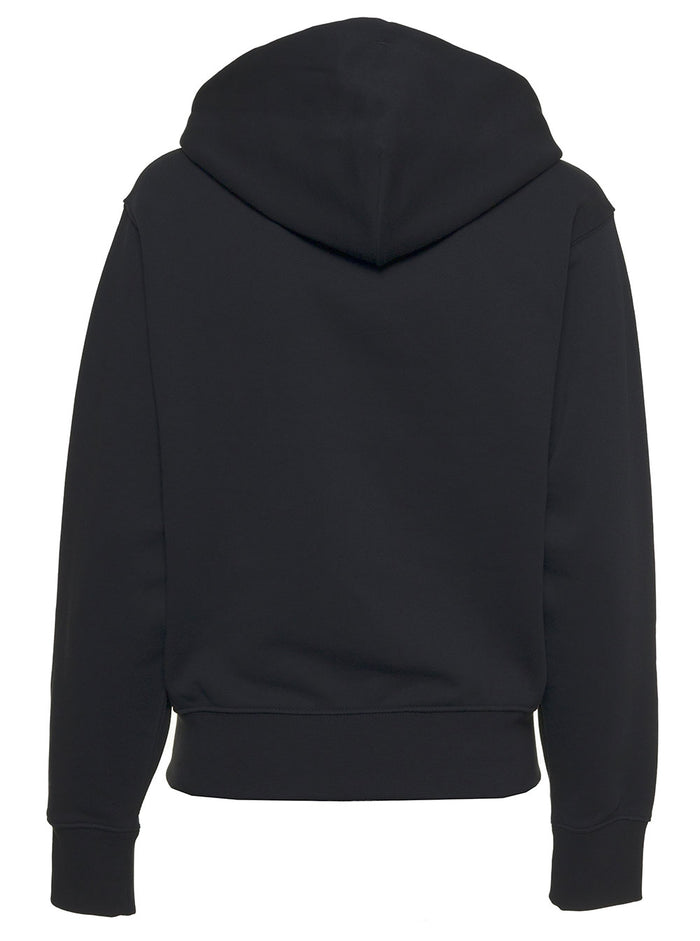 Black Cotton Hoodie With Tiger Front Logo Sweatshirts