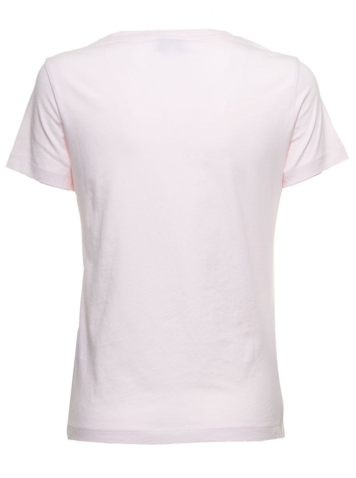 Pink Cotton T-Shirt With Tiger Logo Tshirts And Polo Shirts