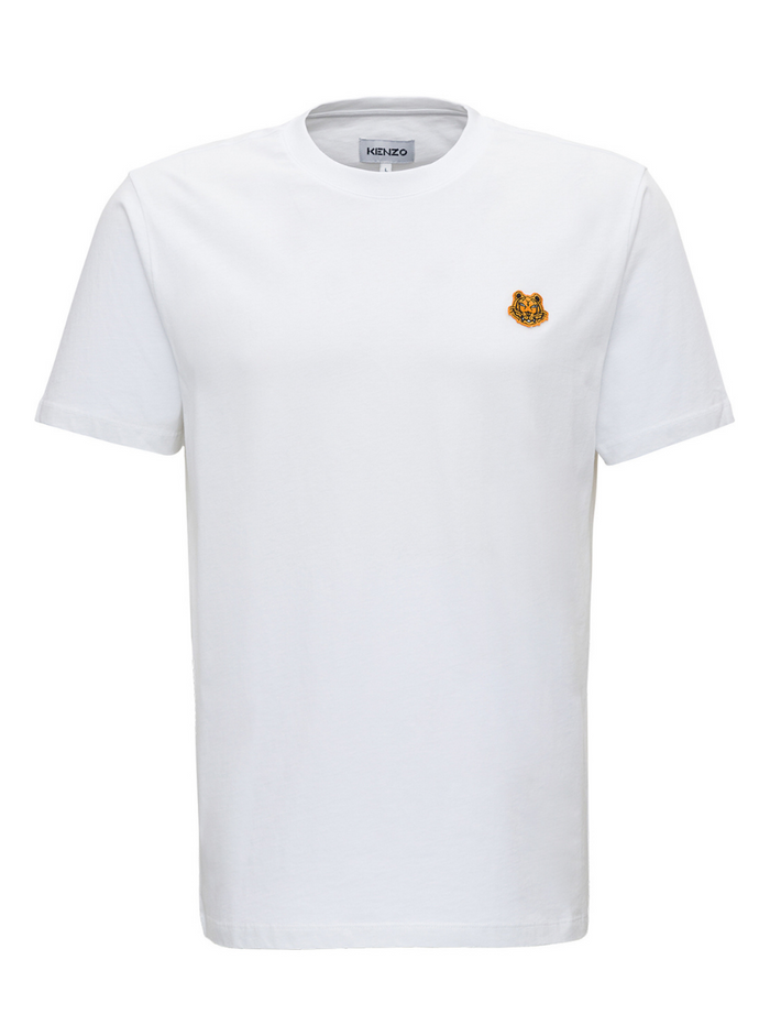 White Cotton T-Shirt With Logo Patch Tshirts And Polo Shirts