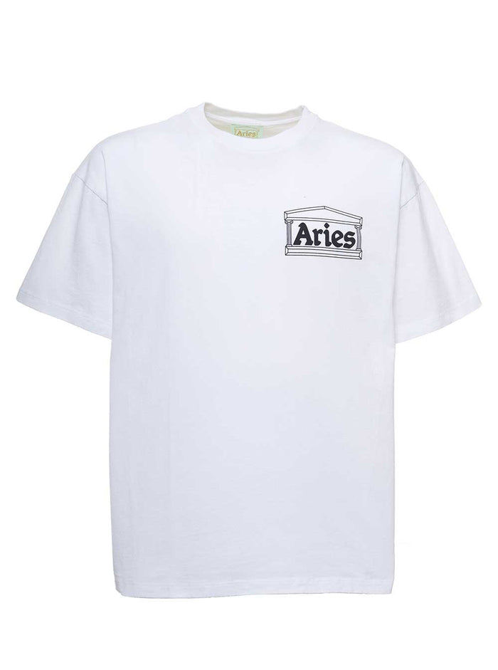 White Cotton T-Shirt With Logo Print Tshirts And Polo Shirts