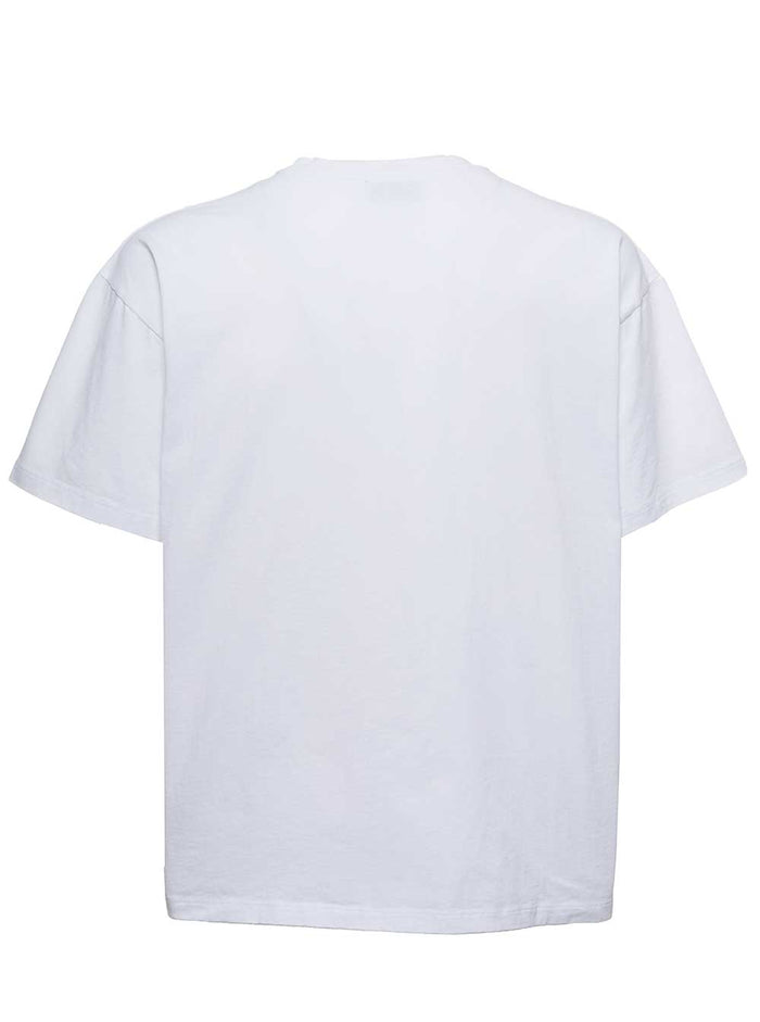 White Cotton T-Shirt With Logo Print Tshirts And Polo Shirts