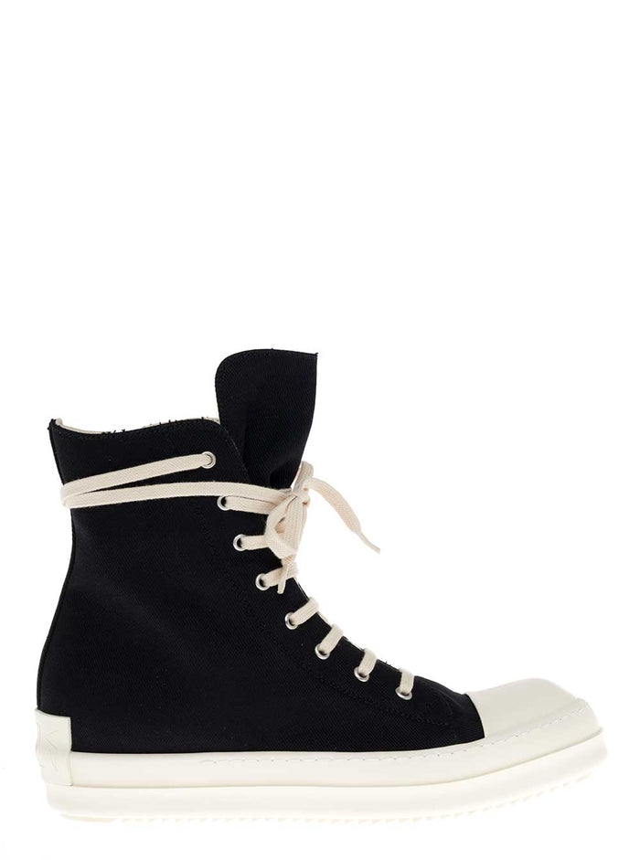 High Top Black Cotton Sneakers
