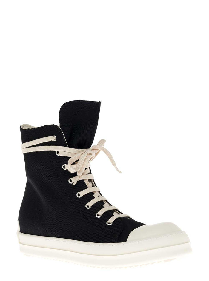 High Top Black Cotton Sneakers