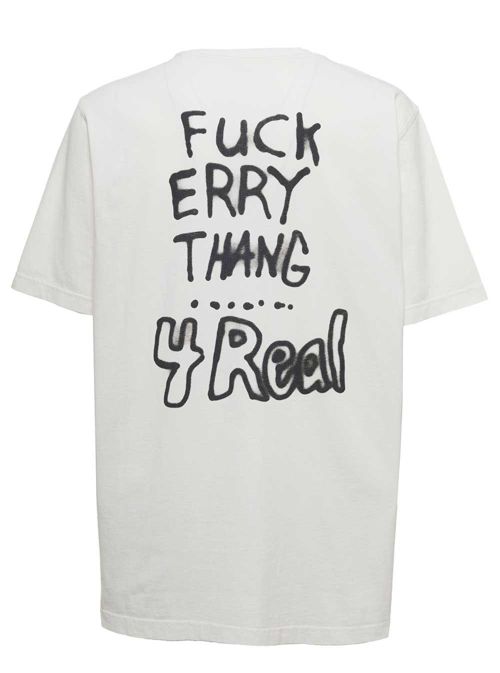 White Cotton T-Shirt With Errythang Print Tshirts And Polo Shirts