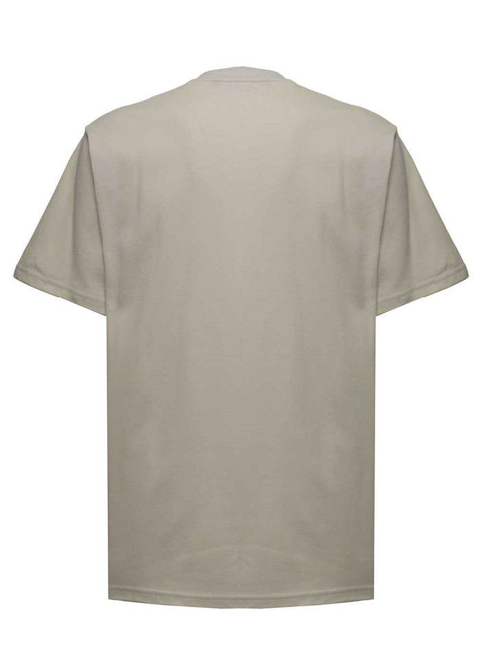 Beige Cotton T-Shirt With Logo Print White Tshirts And Polo Shirts