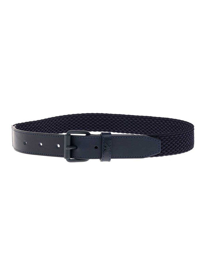 Blue Braided Belt With Logo Blu Elastane Viscose