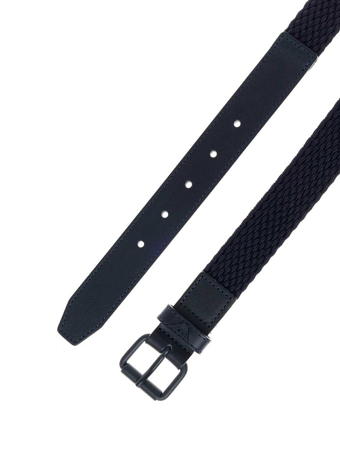 Blue Braided Belt With Logo Blu Elastane Viscose