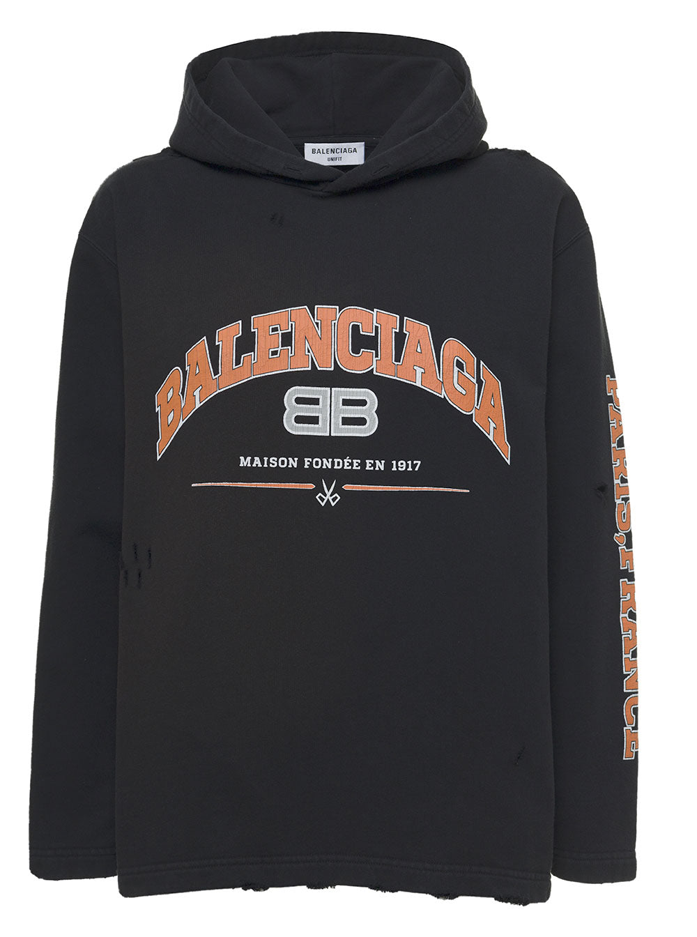 Vintage Jersey Cotton Hoodie With Logo Print Black Sweatshirts