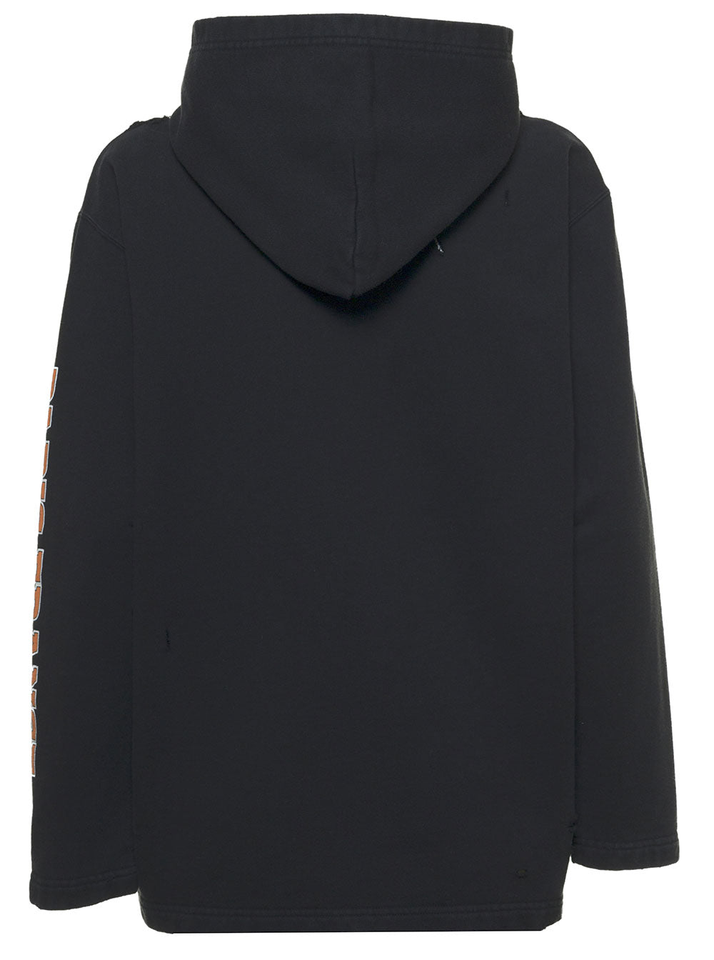 Vintage Jersey Cotton Hoodie With Logo Print Black Sweatshirts