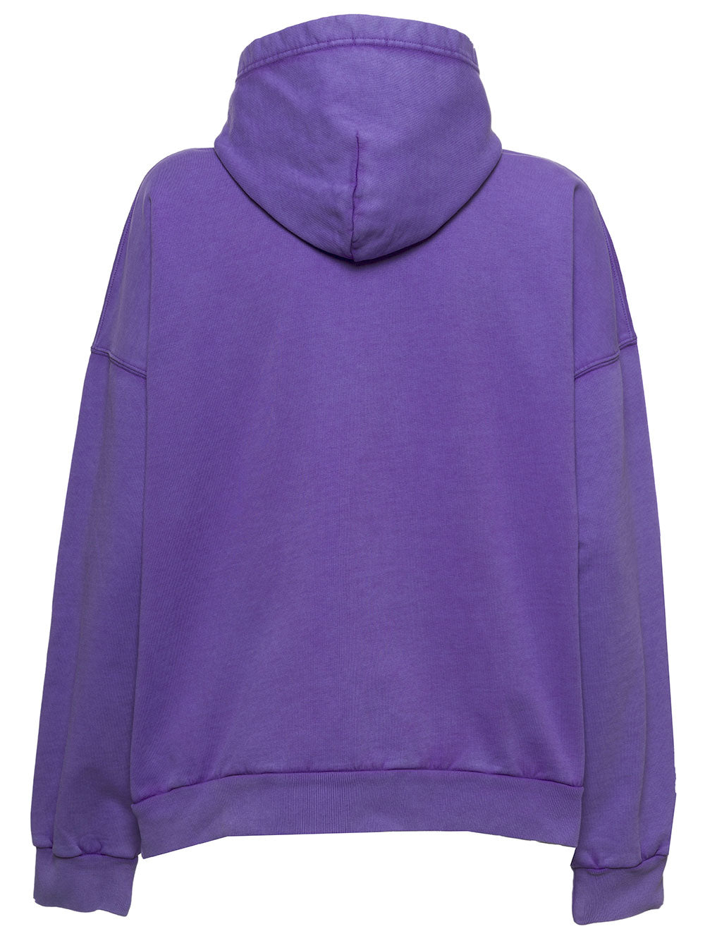 Lilac Molleton Cotton Hoodie With Logo Print Violet Sweatshirts