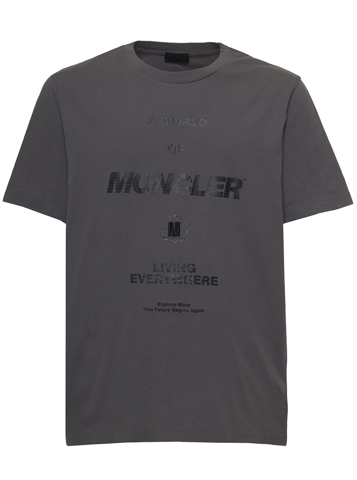 Anthracite Gray Cotton T-Shirt With Logo Print Grey Tshirts And Polo Shirts