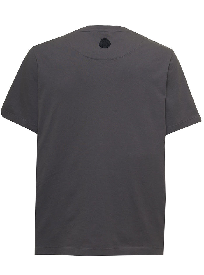 Anthracite Gray Cotton T-Shirt With Logo Print Grey Tshirts And Polo Shirts
