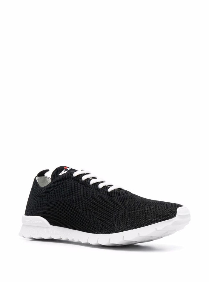 Kiton Mans Black Cotton Blend Sneakers Elastane