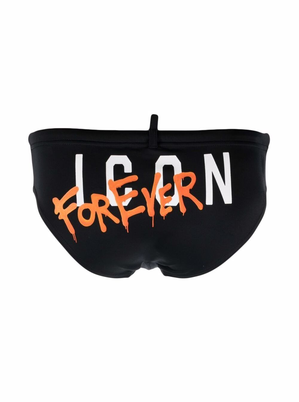 D-Squared2 Mans Stretch Fabric Swim Briefs With Back Logo Print Black Polyamide Elastane Beachwear