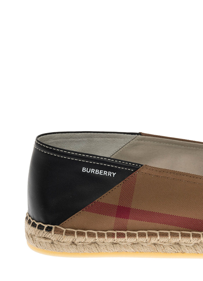 Vintage Check Cotton Espadrilles Beige Flat Shoes