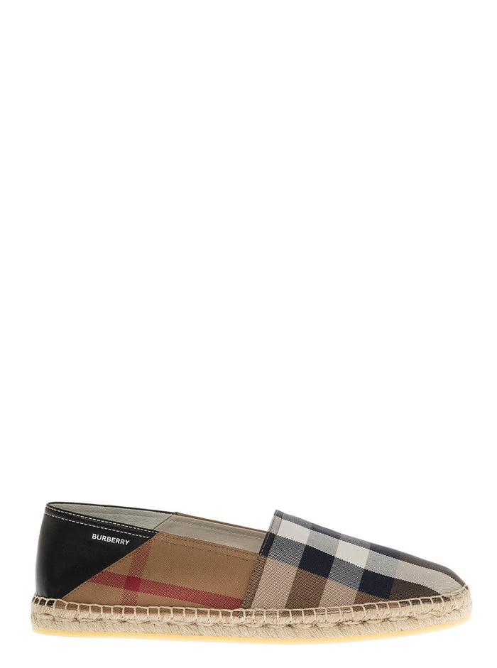 Vintage Check Cotton Espadrilles Beige Flat Shoes