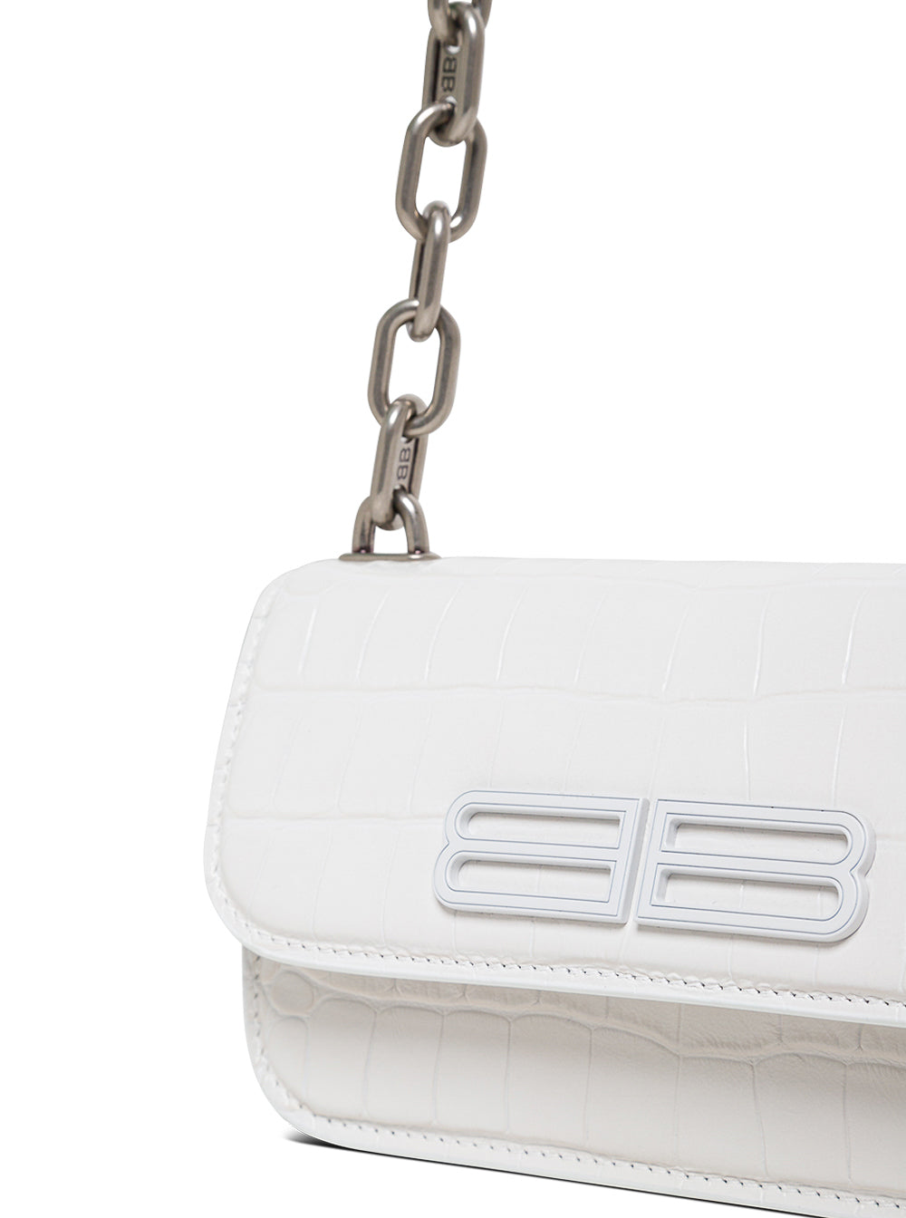 White Crocodile Printed Leather Crossbody Bag Calf