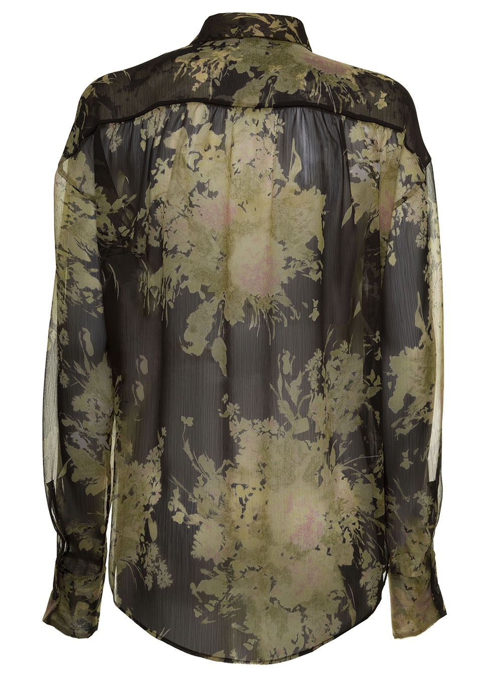 Chiffon Multicolor Parinted Shirt Brown Polyester And Blouses
