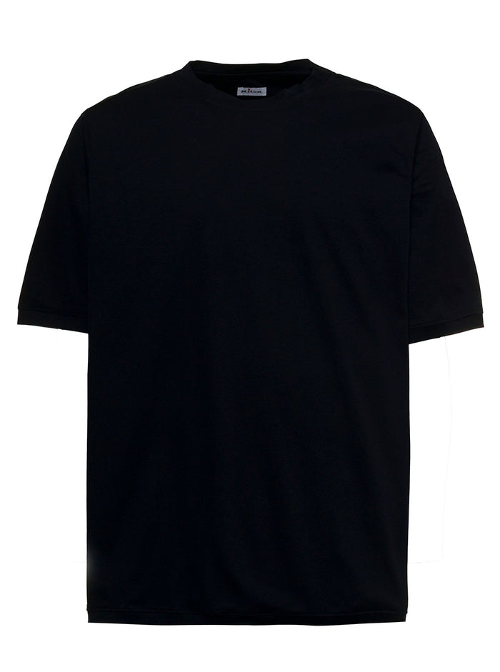 Black Cotton Crew Neck T-Shirt Blu Tshirts And Polo Shirts