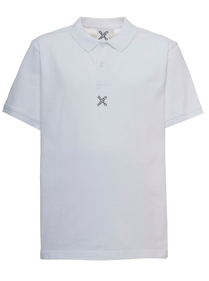 White Cotton Polo Shirt With Logo Tshirts And