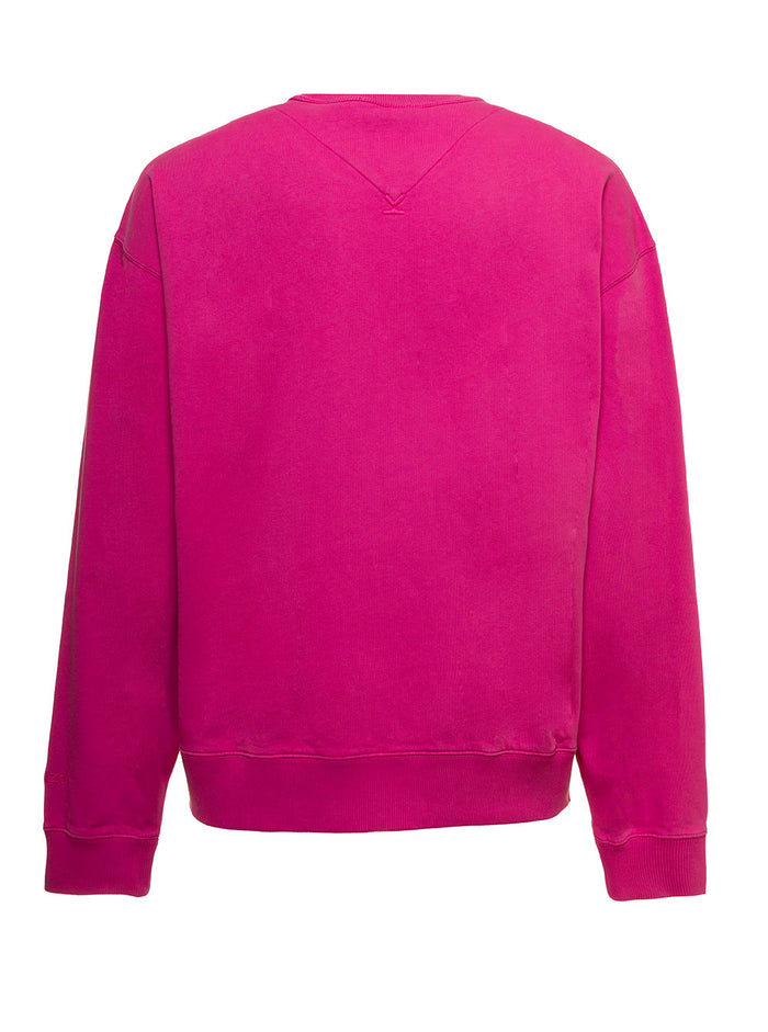Pink Cotton Sweatshirt With Bandana Graphic Print Fuxia Sweatshirts