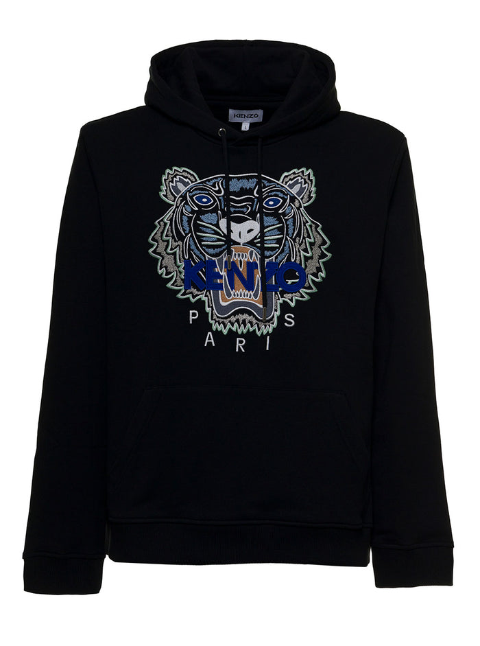 Black Cotton Sweatshirt With Tiger Logo Sweatshirts