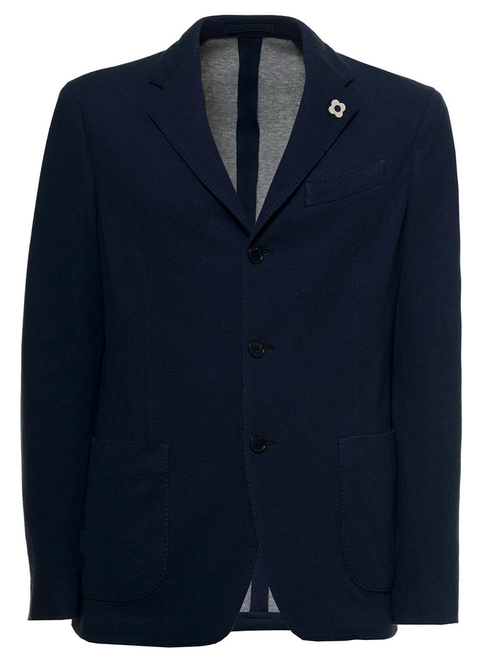 Single-Breasted Cotton And Cashmere Blue Blazer Blu Cashemere Polyamide Blazers