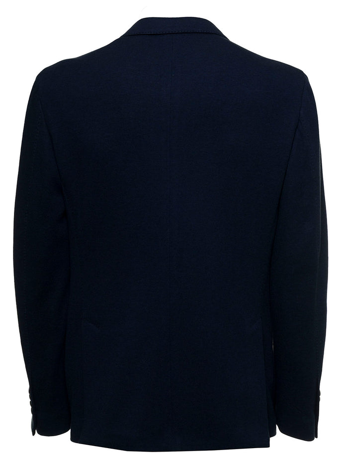 Single-Breasted Cotton And Cashmere Blue Blazer Blu Cashemere Polyamide Blazers