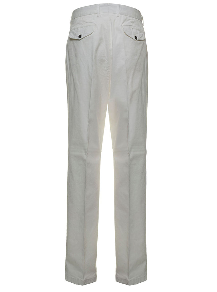White Cotton Pants With Pence Elastane Trousers